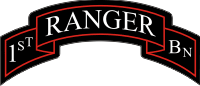 1st Ranger Battalion Scroll (Red & Black) Decal