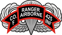 425th Infantry ABN Ranger F Co. Jump Wings Basic Decal