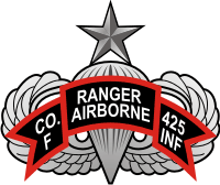 425th Infantry ABN Ranger F Co. Jump Wings Senior Decal