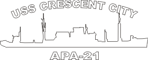 Attack Transport Ship APA, Crescent City Class Silhouette (White) Decal