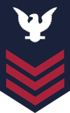 USCG E-6 PO1 Petty Officer 1st Class (Scarlet on Blue) Decal