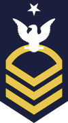 USCG E-8 SCPO Senior Chief Petty Officer (Gold on Blue) Decal