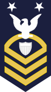 USCG E-9 CMC Command Master Chief Petty Officer (Gold on Blue) Decal