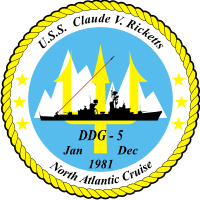 USS Claude V Ricketts DDG-5 Decal