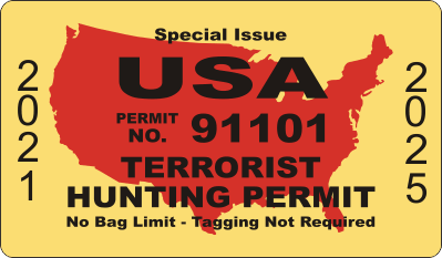 Terrorist Hunting License Decal - Military Graphics
