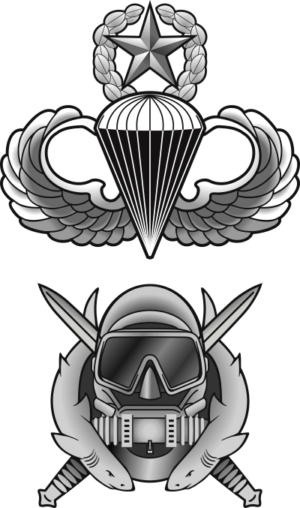 Master Jump Wings with Special Forces Combat Diver Badge Decal