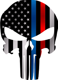 Punisher Thin Blue and Red Line Decal