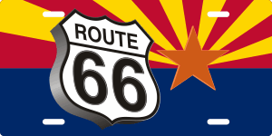 Route 66 Arizona Flag License Plate