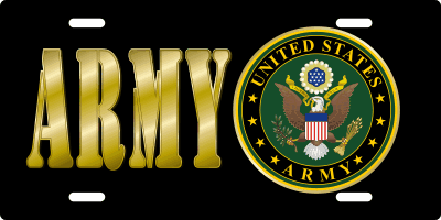 Army License Plate with Eagle (Black)