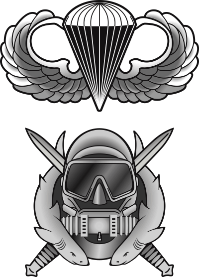 Basic Jump Wings with Special Forces Combat Diver Badge Decal