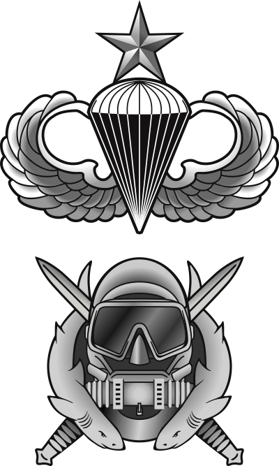 Senior Jump Wings with Special Forces Combat Diver Badge Decal