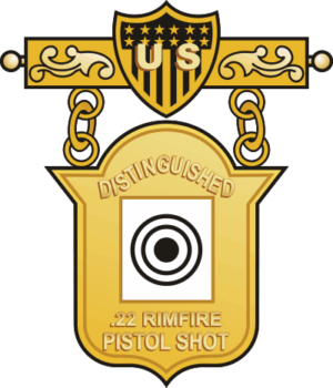 Distinguished .22 Rimfire Pistol Shot Badge Decal