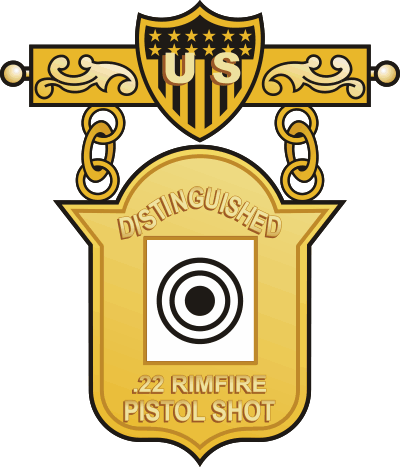 Distinguished .22 Rimfire Pistol Shot Badge Decal