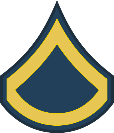 Army E-3 PFC Private First Class Blue Decal